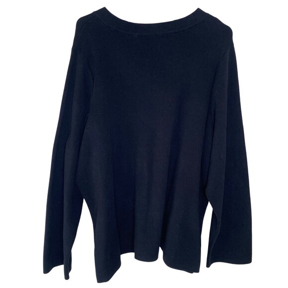 Lane Bryant Henley Knit Sweater Womens 26/28 Black Cotton Blend Long Sleeve Rela - Picture 3 of 9